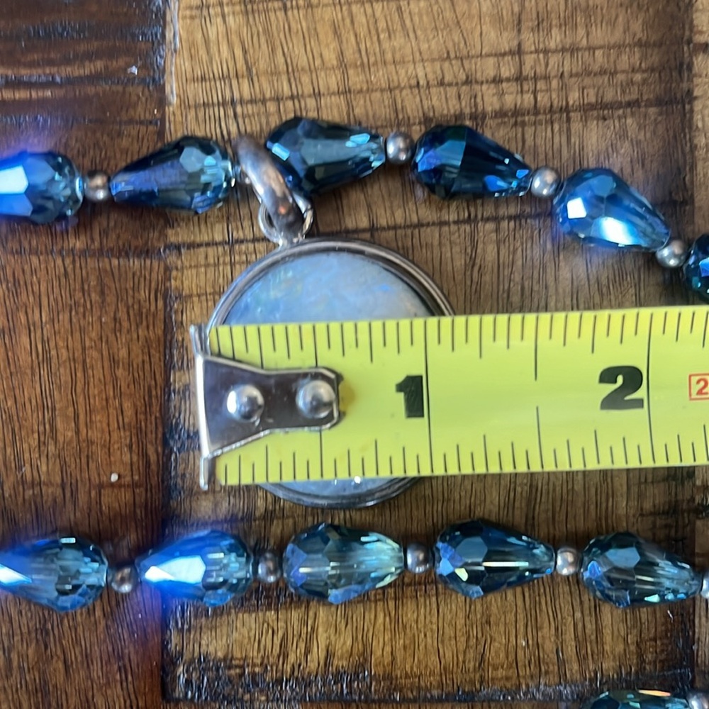 MOONSTONE and CRYSTAL Blue Beaded Necklace WITH STERLING SILVER. - Picture 10 of 10
